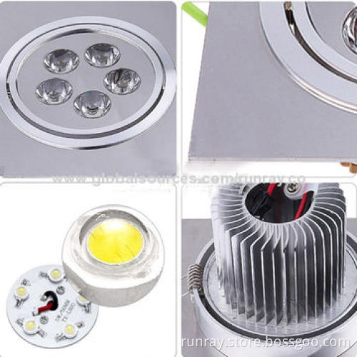 Square 5W LED Downlight, Epistar/Bridgelux Chip, 90-110lm/W, AC 85-265V, CE/RoHS ISO9001 Factory